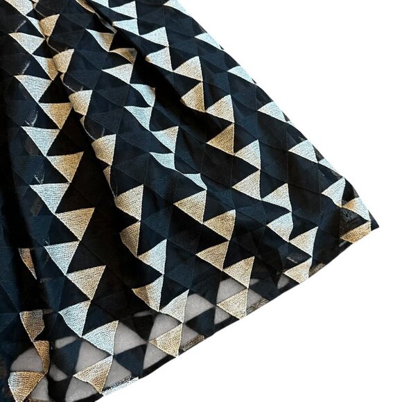 Plenty by Tracy Reese Black Gold A-Line Dress Stretch Top Party Size 12 Women's - Picture 6 of 12